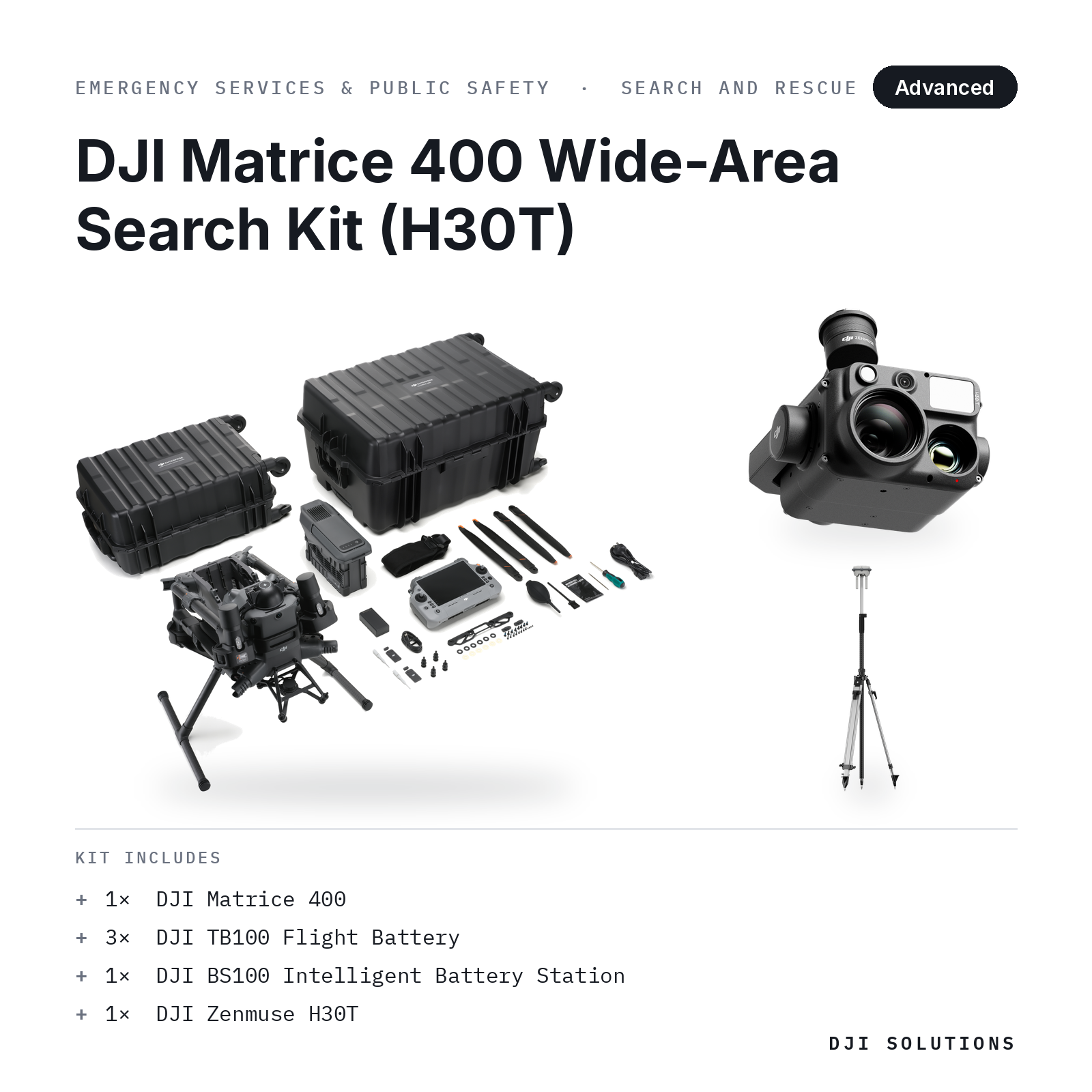 DJI Matrice 400 Wide-Area Search Kit (H30T) — kit contents graphic
